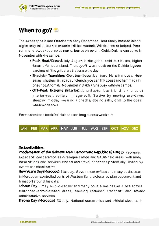 example page 3 from our offline Travel Guide for Western Sahara